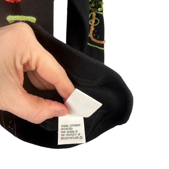 Belle Pointe Vintage Pumpkin Sequin Sweater Art to Wear 3D Knit Womens Size XL - Picture 6 of 8